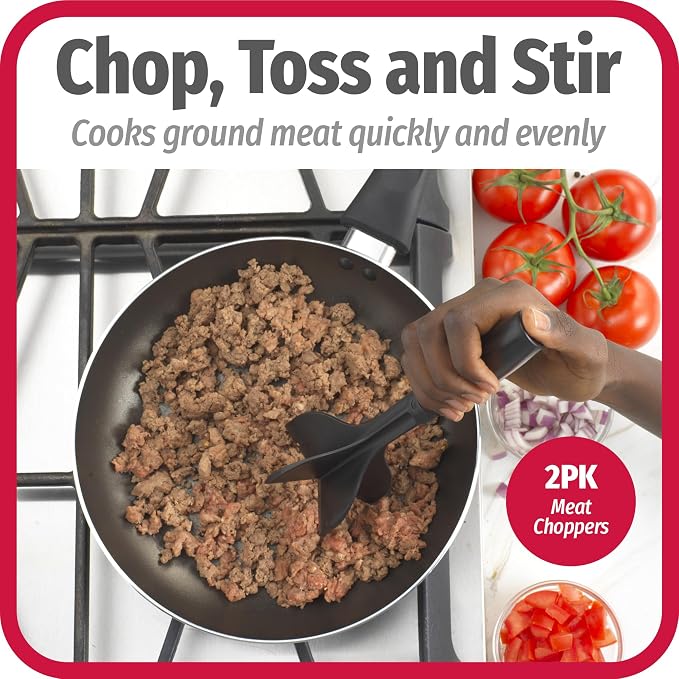 GoodCook Heat-Resistant Nylon Ground Meat Choppers with 5-Blade Heads, Ground Beef and Turkey Mixers and Choppers, Set of 2, Black
