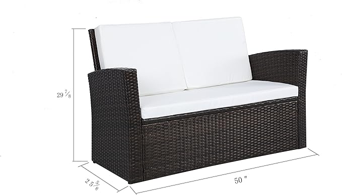 4 Pieces Outdoor Furniture Complete Patio Cushion Wicker P.E Rattan Garden Set, Full, Black