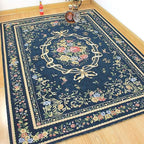 Luxury Rustic Floral Door Mat Washable Elegant Shabby Rose Rug Non Slip Accent Floor Rugs for Entry Way, 2' x 3', Navy Blue