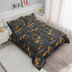 Datura home Construction Truck Comforter Set for Boys Kids Children,Machinery Excavators Vehicles Tractor Bedding Set with 1 Comforter and 2 Pillowcases(Brown Truck Full), Full 80x90inches