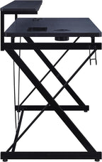 OSP Home Furnishings Emulator Battlestation Gaming Desk with RGB LED Lights, Black