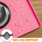 Hubulk Dog Feeding Mat,100% Waterproof Food Grade Silicone Pet Food and Water Bowl Placemat,Dishwasher, High Raised Edge to Prevent Spills,Nonslip Tray to Stop Messes on Floor (24"x16"x0.5", Pink)
