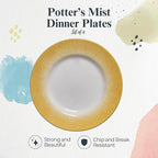 Portmeirion Potter's Mist Dinner Plate (Set of 4) - 10.5" Earthenware Plates with Classic Mist Rim - Microwave, Dishwasher, Freezer, Oven Safe - Ideal Modern Dinnerware Set (Yellow Mist)