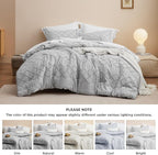Bedsure Queen Comforter Set - Light Grey Comforter, Boho Tufted Shabby Chic Bedding Comforter Set, 3 Pieces Vintage Farmhouse Bed Set for All Seasons, Fluffy Soft Bedding Set with 2 Pillow Shams