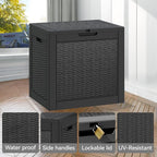 32 * 2 Gallon Outdoor storage deck Box Waterproof ，garden tool,backyard cushion,poolside storage,Small delivery boxes for outside,Two Boxes/set (Rattan Black