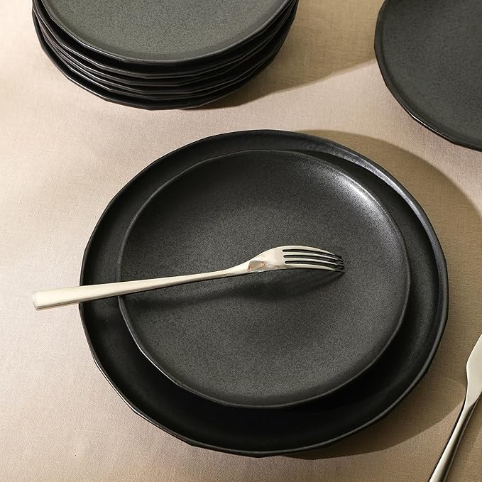Stone Lain Rio 12-Piece Dinnerware Set Stoneware, Black