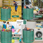 Reusable Yard Waste Bags, 72 Gallon Lawn and Leaf Bags 2 Pack with Reinforced Handles and Gardening Gloves, Heavy Duty Standable Garden Waste Bags for Leaves, Grass, Camping, Recycling