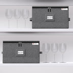 YearningHome Wine Glass Storage Box with Dividers,Hard Shell and Stackable Stemware Storage Containers with Sturdy Handle for Glassware Crystal Storage and Transport,Grey,Holds 12