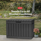 Keter Kentwood 50 Gallon Resin Deck Box-Organization and Storage for Patio Cushions, Throw Pillows and Garden Tools, Dark Grey