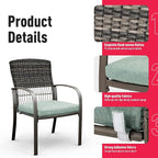 Pamapic 5 Piece Patio Dining Set, Green, Weather Resistant PE Rattan Table and Chairs, Comfortable Cushions, Easy Maintenance