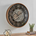 CLXEAST 24 Inch Large Moving Gear Wall Clock for Farmhouse Living Room Decor,Vintage Industrial Bronze Gold Metal Wall Clock for Home Office,House Warming Gifts New Home
