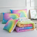Btargot 6 Piece Tie Dye Constellation Comforter Set Bed in A Bag, Galaxy Rainbow Stars Pattern Bedding Set for Boys Girls Teen, Queen Multi