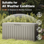 Outdoor Storage Box, 72 Gallon Waterproof Resin Deck Box, Storage Bin for Package Delivery, Patio Furniture Cushion, Garden Tools, Pool Accessories, Weatherproof and UV Resistant, Grey