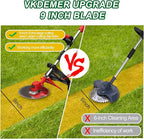 Cordless Weed Wacker, 9-inch Electric Weed Wacker Battery Powered with 2 Pcs 4.0Ah Batteries, 3 in 1 Wheeled Grass Lawn Trimmer/Brush Cutter,3 Types Blades Lightweight Edger Trimmer for Yard Care