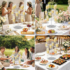 QPIX DIGITAL Cocktail Tree Stand, Metal Drink Tower, 3 Tier - 12 Holders For Champagne, Cocktails,Martini, Margarita Cups at Weddings, Bridal Shower, Mimosa Bar Parties & Events (Silver)