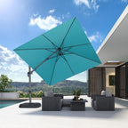 PURPLE LEAF 10' X 10' Left-right Tilting Patio Umbrella Outdoor Cantilever Swivel Square Umbrella Aluminum Offset Umbrella with 360-degree Rotation for Garden Deck Pool Patio Turquoise Blue