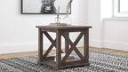 Signature Design by Ashley Aldwin Rustic Farmhouse 60" Home Office Lift Top Desk with Charging Ports, Distressed Gray & Arlenbry End Table, Gray