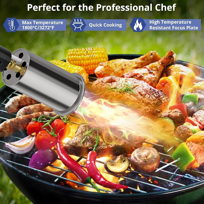 Sondiko Powerful Grill & Cooking Propane Torch L8010, Sous Vide, Campfire Starter, Adjustable Wood Torch Burner for Searing Steak, BBQ, Welding(Red & Black) Propane Tank Not Included | Torch Gun Torch Burner, Hand Held Blow Torch, Best Gift for Men