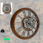 HOIBAI Large Wall Clock, Wall Clocks for Living Room Decor 36 Inch Farmhouse Vintage Rustic Kitchen Wall Decor Vintage Roman Oversized Wall Clock for Home Bedroom House Office, Moving Gears Clock