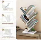 Hoctieon 4 Tier Tree Bookshelf, Small Bookcase, Free Standing Tree Bookcase, Bookshelf for Bedroom, Book Shelf Organizer, Small Bookshelf, White