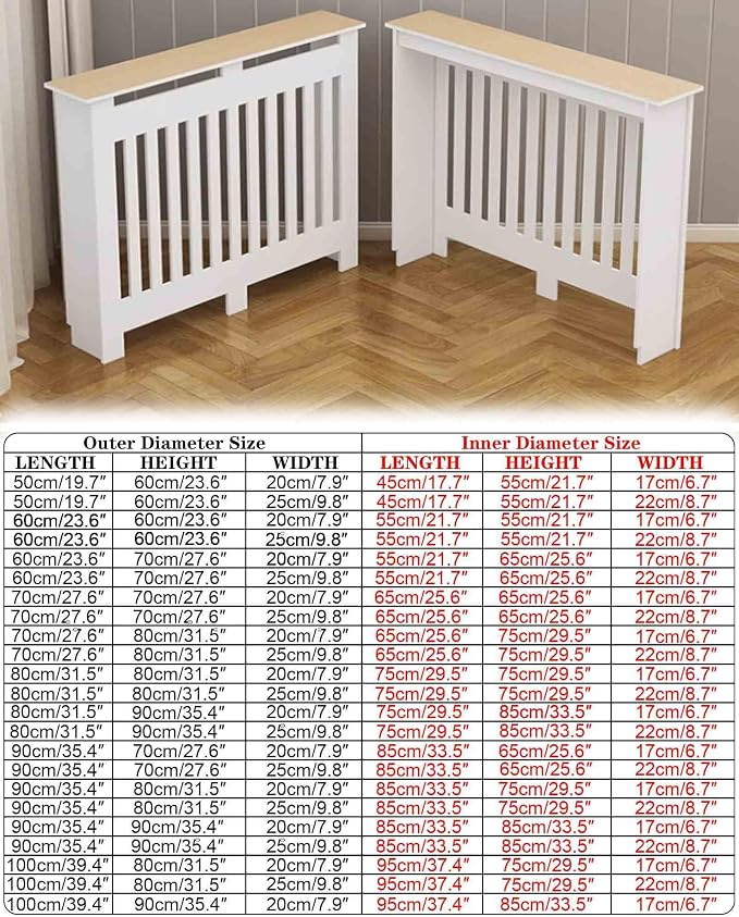 Modern Radiator Covers Wall Heater Cover Cabinet Shelf Bathroom Floor Radiator Shelve, Hide Cluttered Pipes/Easy to Install, Suitable for Household Living Room, White(31.5" Lx35.4 Hx9.8 W)