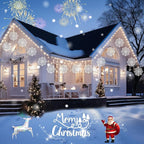 Brightown 2 Pack Christmas Snowflake Icicle Lights Outdoor - Plug-in 23.6ft 10 Drops 480LED Snowflake Window Lights, Connectable for Indoor Outdoor Porch Eaves Rooftops Christmas Decoration