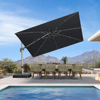 PURPLE LEAF 11.5' X 8' Left-right Tilting Patio Umbrella Outdoor Swivel Cantilever Umbrella Aluminum Offset Umbrella with Champagne Frame and 360-degree Rotation for Garden Deck Pool, Grey