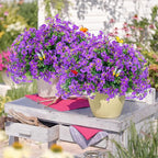 ‌20 Bundles Artificial Flowers for Outdoors‌ with 6 Faux Butterflies, UV Resistant ‌Fake Flowers‌ with Eucalyptus Leaves, ‌Artificial Plants Outdoor‌ for Patio Garden Porch Home Decor (Purple)