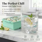 KitchFort® Large Silicone Ice Cube Tray (2-Pack), Easy Release 2" Big Ice Cubes - Cocktail, Whiskey Ice Cubes Mold - Ice Trays for Freezer with Lid - Stackable Silicone Ice Tray - Green