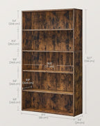 VASAGLE Bookshelf, 31.5 Inches Wide, 5-Tier Open Bookcase with Adjustable Storage Shelves, Floor Standing Unit, Rustic Brown ULBC175X01