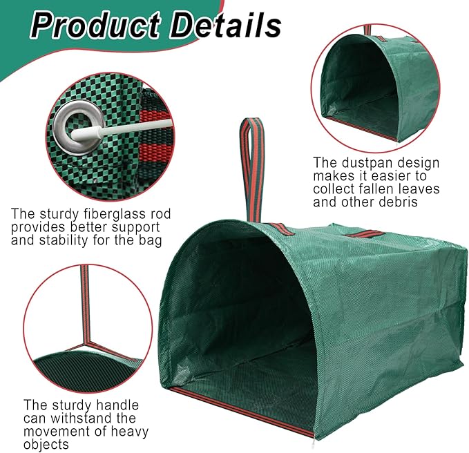 53 Gallon 1/2/3-Pack Leaf bags,Large Yard Dustpan-Type Reusable Lawn Yard Waste Bags,Foldable Garden Leaf Collector Bags for Leaves,Debris,Clippings,Lawn Trash