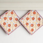 Maison d' Hermine Pot Holders 100% Cotton Potholders (8" x 8", Pack of 2) | Heat Resistant Hot Pads with Loop BBQ Cooking Baking Kitchen Handling Hot Pans Thanksgiving Christmas - Harvest Festival