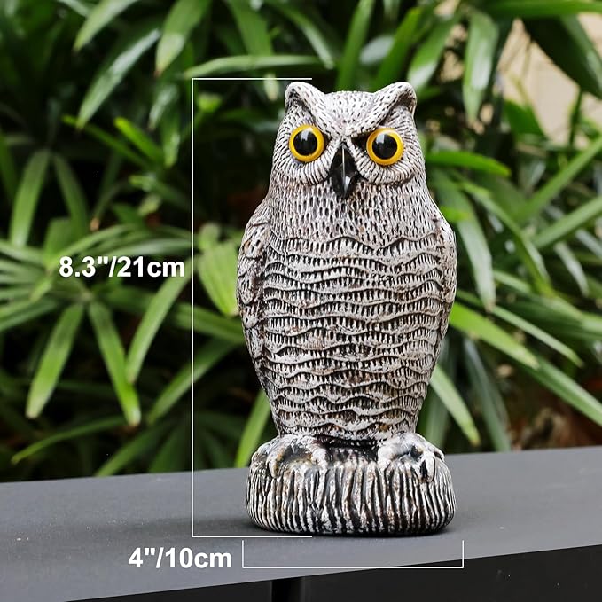 OFFO Bird Scare Devices Plastic Owl Scarecrow for Halloween Decorations Outdoor Garden, Yard, Pool Decoration, 8.3 in Height, Brown