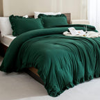 Andency Dark Green Ruffle Comforter Set, 2 Pieces Kids Comforter Set Twin(66x90Inch), Farmhouse Shabby Chic Comforter Set, Soft Microfiber Kids Bedding Set