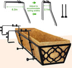 Y&M 30 inch Window Planter Box 4Pcs Iron Window Deck Railing Planter with Coco Liner, Metal Horse Troughs Fence Planter for Outdoor Balcony Rail Fence Porch Patio