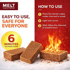 Fire Starter Squares, 160 pcs - Charcoal Fire Starters for Campfires, Grill, Outdoor Pit, Fireplace, Wood Stove, BBQ - Firestarter Sticks, Water Resistant & Odorless - Camping Accessories Essentials