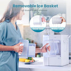 Gevi Adella Nugget Ice Maker 40lbs/Day,Countertop Pellet Ice Machine,Large Gallon Side Water Tank&Self-Cleaning,Pellet Ice Machine with Scoop&Basket for Home/Kitchen/Office