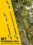 Cordless Pole Saw, 8-INCH 2-IN-1 Chainsaw, Electric Tree Trimmer with 9FT Telescopic Pole, 180°Angle for Tree Branches Pruning & Wood Cutting,Compatible with Makita Battery (no battery)