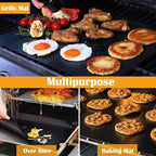 Grill Mats for Outdoor Grill - Dailyart Set of 10 BBQ Grill Mat Non-Stick Grill Sheets Teflon Grilling Accessories BBQ Accessories Reusable, Works on Gas, Charcoal, Electric Grill 15.75 x 13-Inch