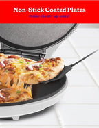 Betty Crocker Pizza Maker Plus, 12" Indoor Electric Grill, Nonstick Griddle Pan for Pizzas, Quesadillas, Tortillas, Nachos and more, 12" Electric Griddle for Delicious Meals and Snacks, White