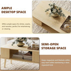 LAZZO Coffee Table with Storage Center Table for Living Room Rectangle Coffee Table with Rounded Edges,Easy Assembly, Natural Wood
