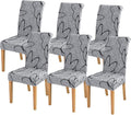 FORCHEER Chair Covers for Dining Chairs Set of 6,Grey Floral Stretch Dining Room Chair Cover Kitchen Parsons Chair Slipcovers (Pack of 6, Grey+Floral)