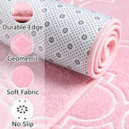Chicrug Shag Geometric Modern Runner Rug for Bedroom, 2x6 Feet Memory Foam Indoor Hallway Runner Carpet, Fluffy Rug for Living Room Bedside Room Decor for Family, Pink/White