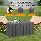 KAMABOKO Deck Box, 75 Gallon Resin Indoor and Outdoor Storage Boxes Waterproof for Garden Tools, Pool Accessories Storage Bench, Patio Furniture and Cushions with Lockable Lid, Black