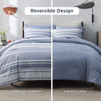 Bedsure Twin Comforter Set 5 Pieces, Blue White Striped Twin Bedding Sets All Season Bed Set, Twin Bed in a Bag with Comforter, Sheets, Pillowcase & Sham
