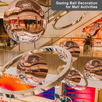 Nerien Gazing Ball, Stainless Steel Garden Mirror Globe, Polished Ornament Sphere, Hollow Floating Reflective Hemisphere, for Home Outdoor Pond Housewarming Swimming Pool Decoration, Rose Gold, 10Pcs