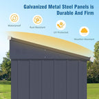 MUPATER 4×10 FT Storage Shed for Outdoor,Lean-to Shed Kit with Thickened Galvanized Steel, Metal Tools Shed with Lockable Door and Air Vents for Patio Garden, Grey