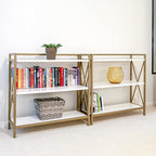 Leick Home 9261-WTGL Claudette Mixed Metal and Wood Bookshelf, White/gold