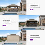 PURPLE LEAF 12' x 16' Outdoor Hardtop Gazebo, Champagne Aluminum Gazebo with Galvanized Steel Double Roof, Curtains and Netting for Patio Lawn and Garden