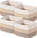 Shelf Baskets for Organizing, Storage Baskets for Shelves, Woven Baskets for Storage, Cotton Rope Baskets with Handles for Toy, Book, Clothes, 12.5"Lx9.1W"x7.9H", (4 Packs) Gradient Brown
